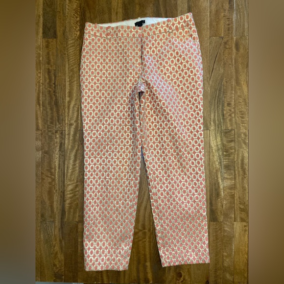 NWT never worn J. Crew Collection cafe capri in gilded dot melon brocade, size 6 - Picture 5 of 10